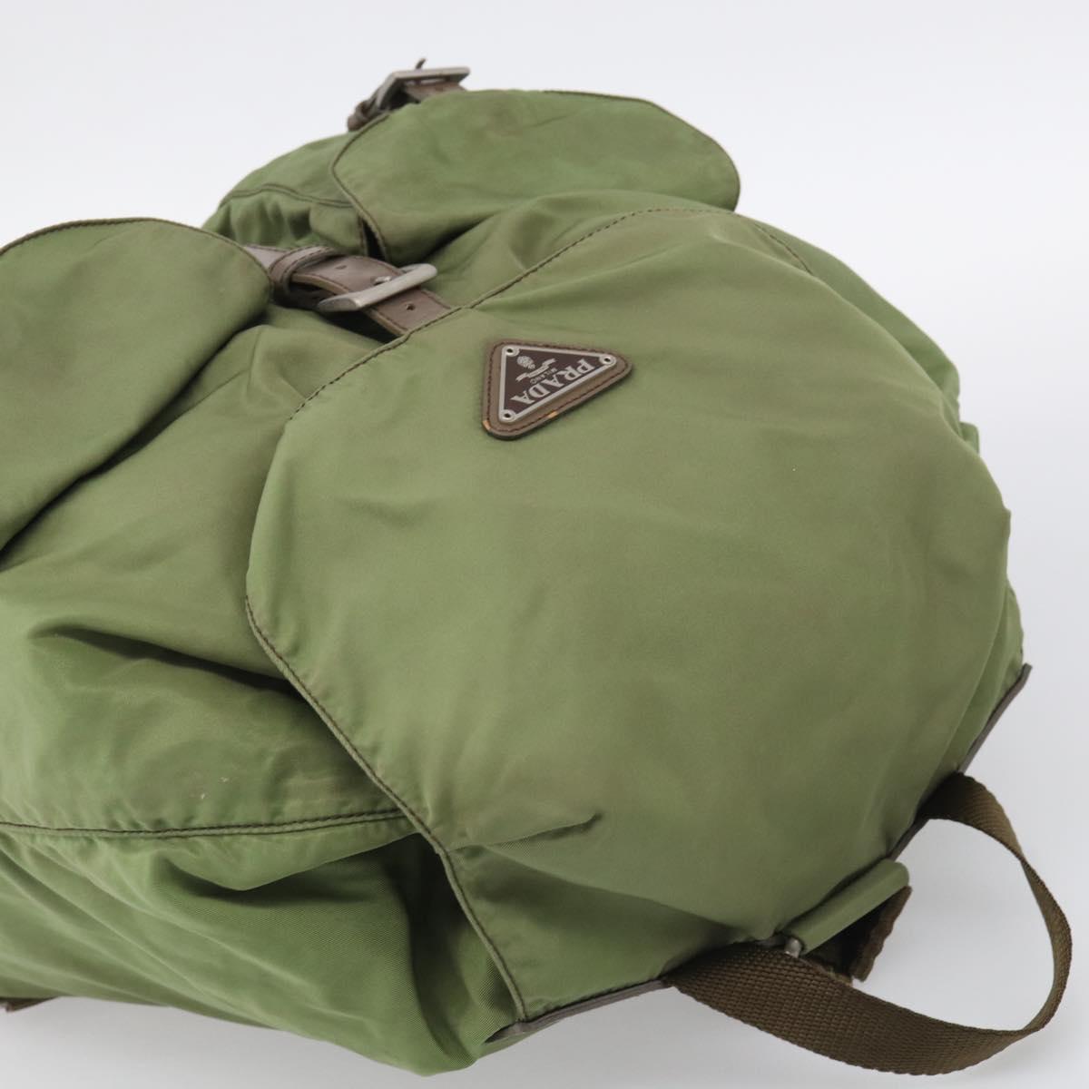 PRADA Backpack Nylon Green Silver Auth bs37872