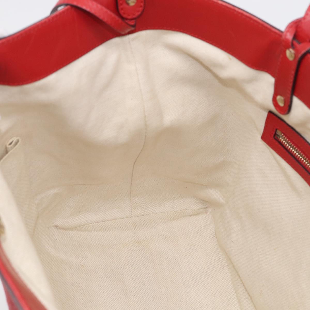 GUCCI Diamante Tote Bag PVC Leather Red Gold Tone 247209 Auth bs37876