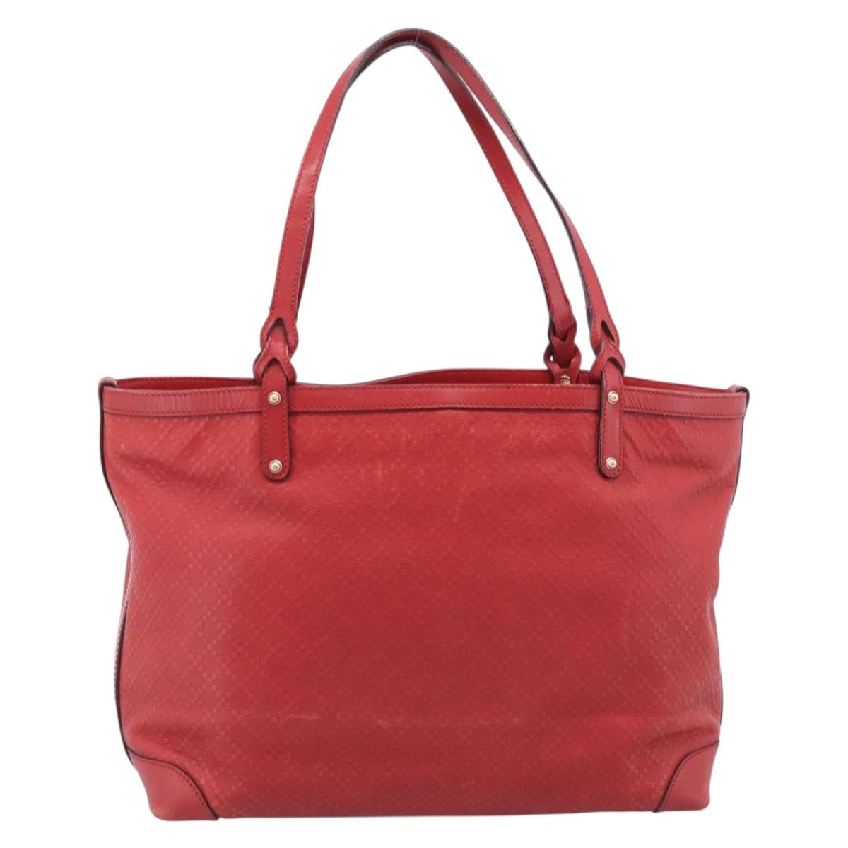 GUCCI Diamante Tote Bag PVC Leather Red Gold Tone 247209 Auth bs37876