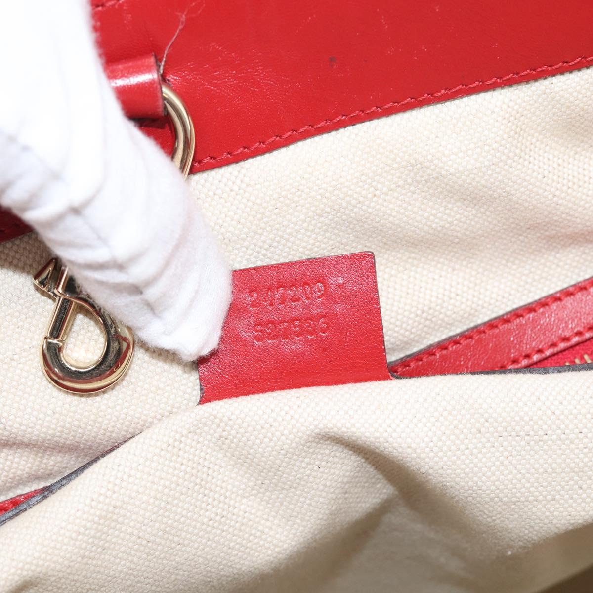 GUCCI Diamante Tote Bag PVC Leather Red Gold Tone 247209 Auth bs37876