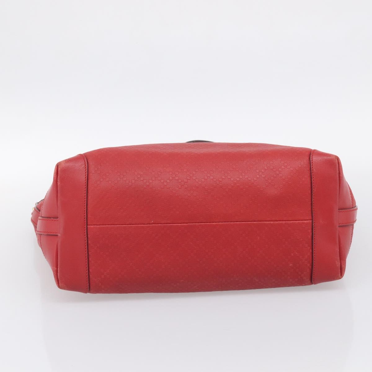 GUCCI Diamante Tote Bag PVC Leather Red Gold Tone 247209 Auth bs37876