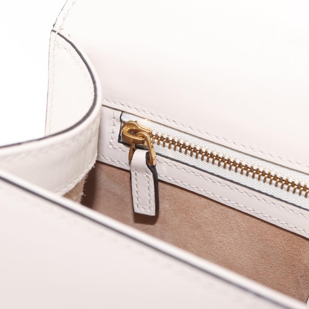 GUCCI Silvi Shoulder Bag Leather White Gold Tone 421882 Auth bs37879A