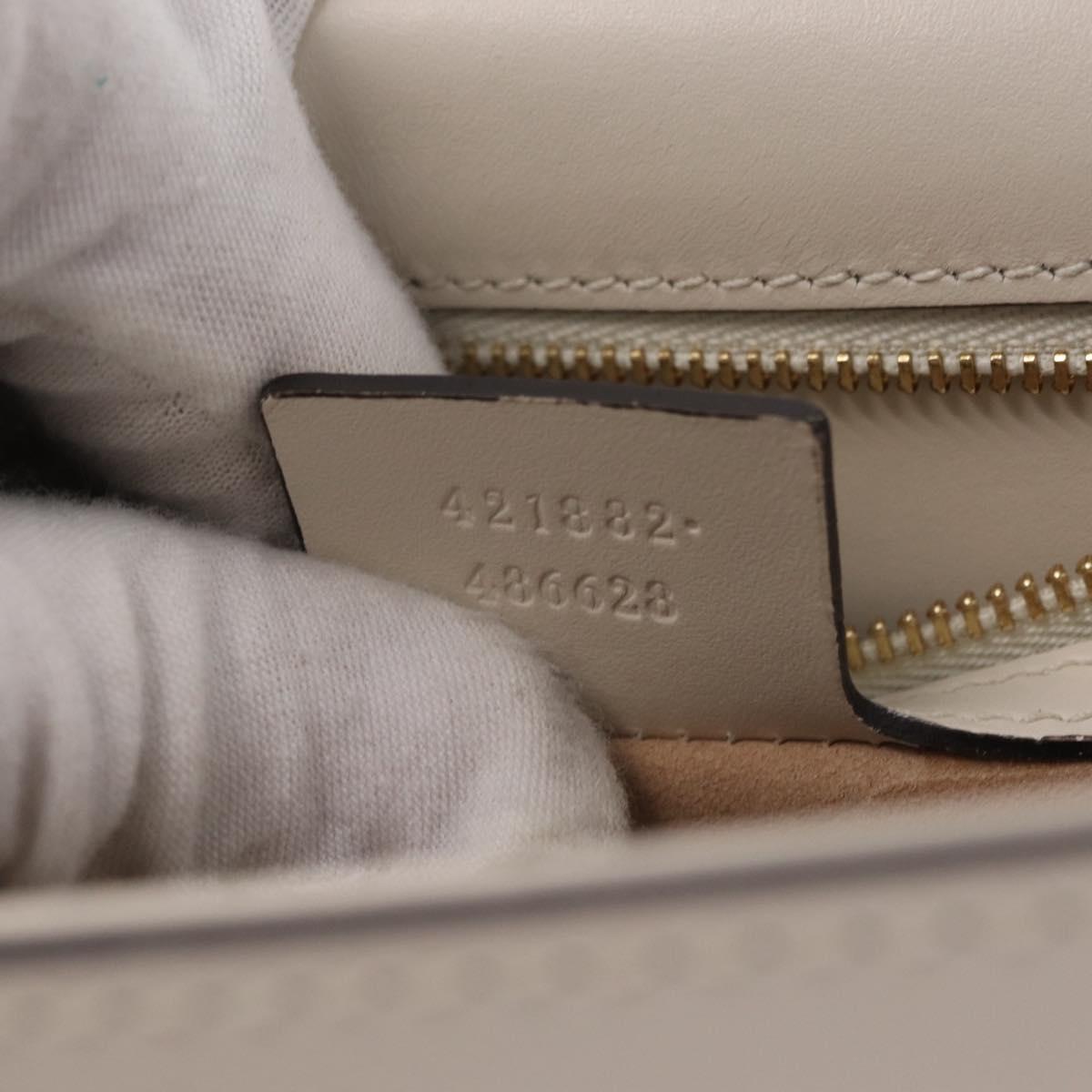 GUCCI Silvi Shoulder Bag Leather White Gold Tone 421882 Auth bs37879A