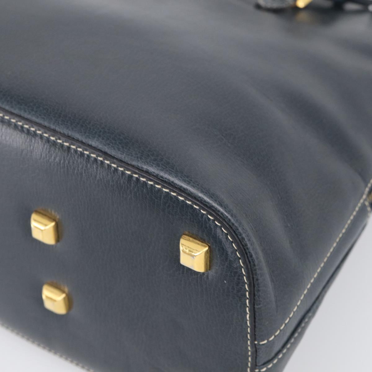 Salvatore Ferragamo Hand Bag Leather 2way Navy Gold Tone Auth bs37883