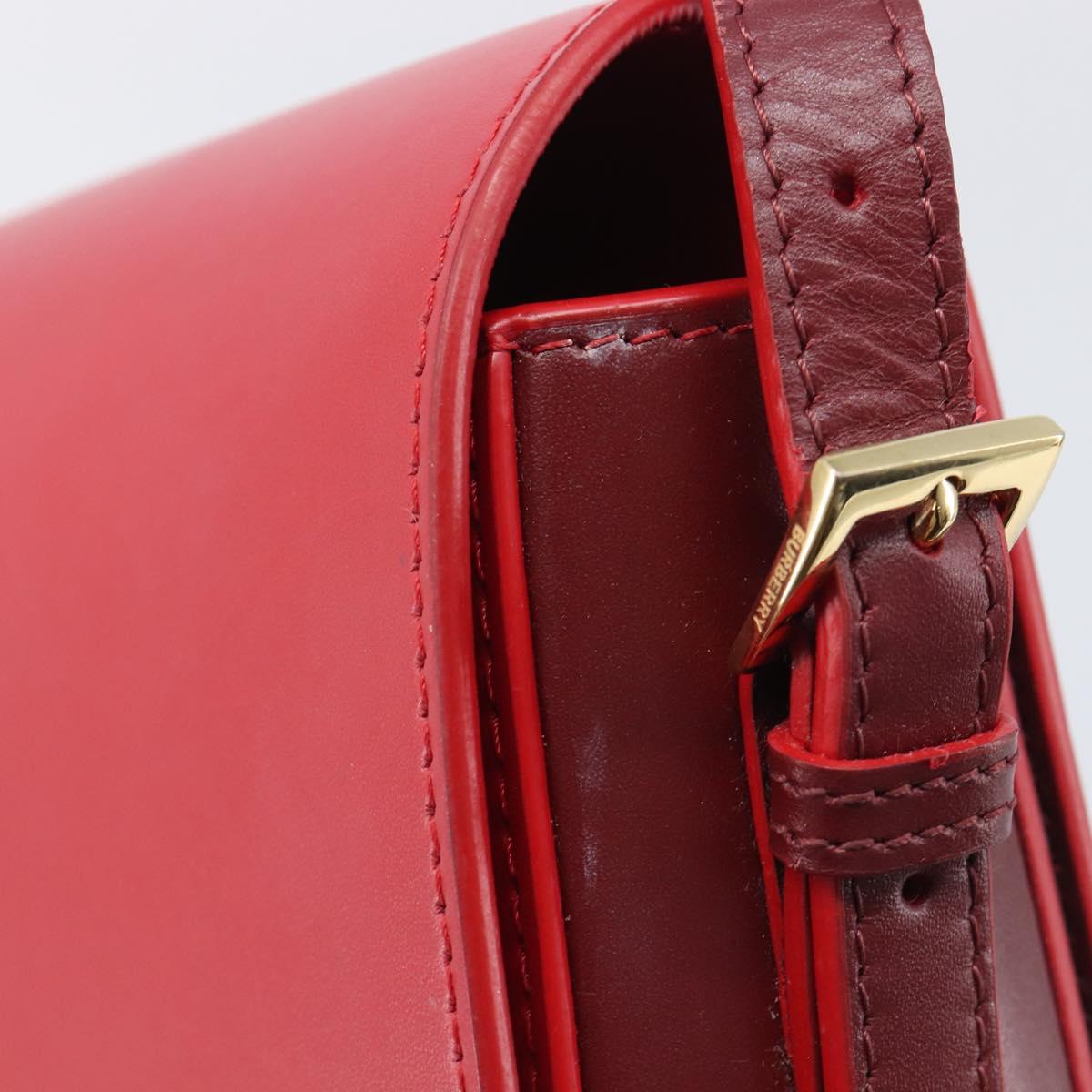BURBERRY Grace Shoulder Bag Leather Red Gold Tone Auth bs37892A