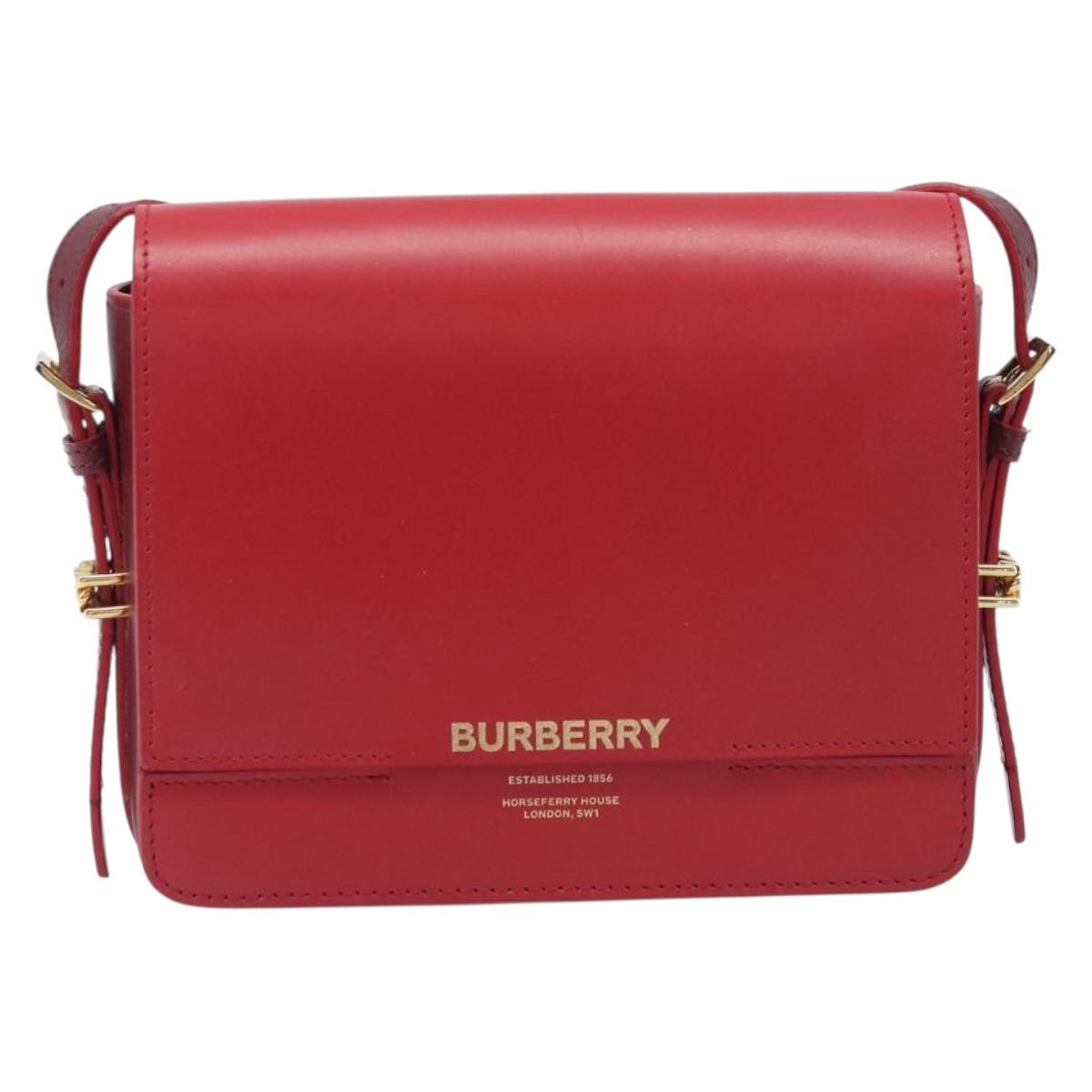 BURBERRY Grace Shoulder Bag Leather Red Gold Tone Auth bs37892A