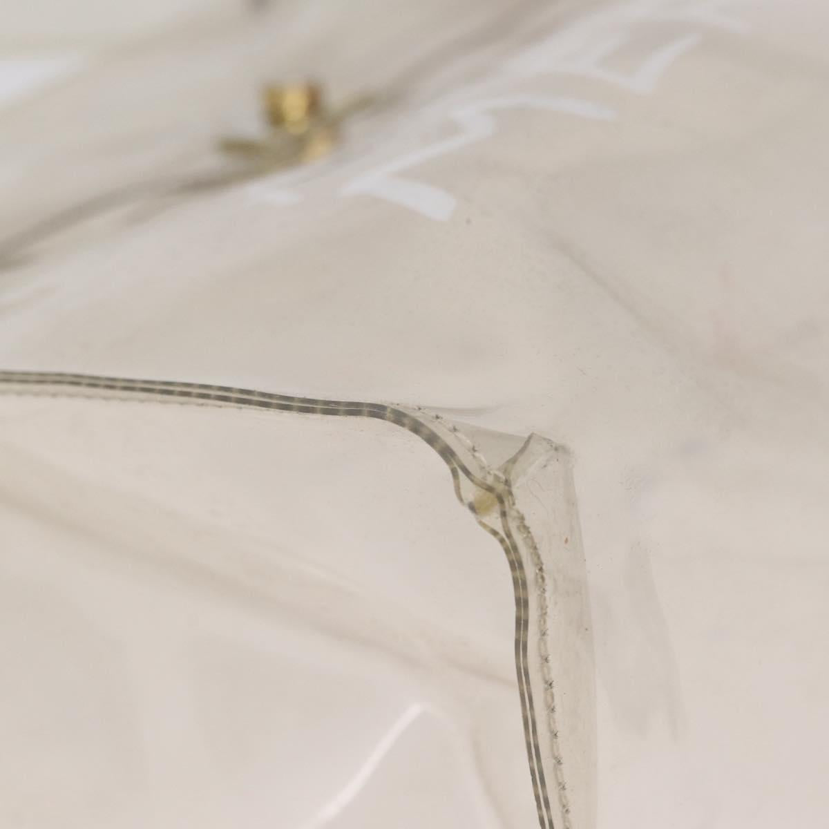 HERMES Vinyl Kelly Hand Bag Clear Gold Tone Auth bs37899