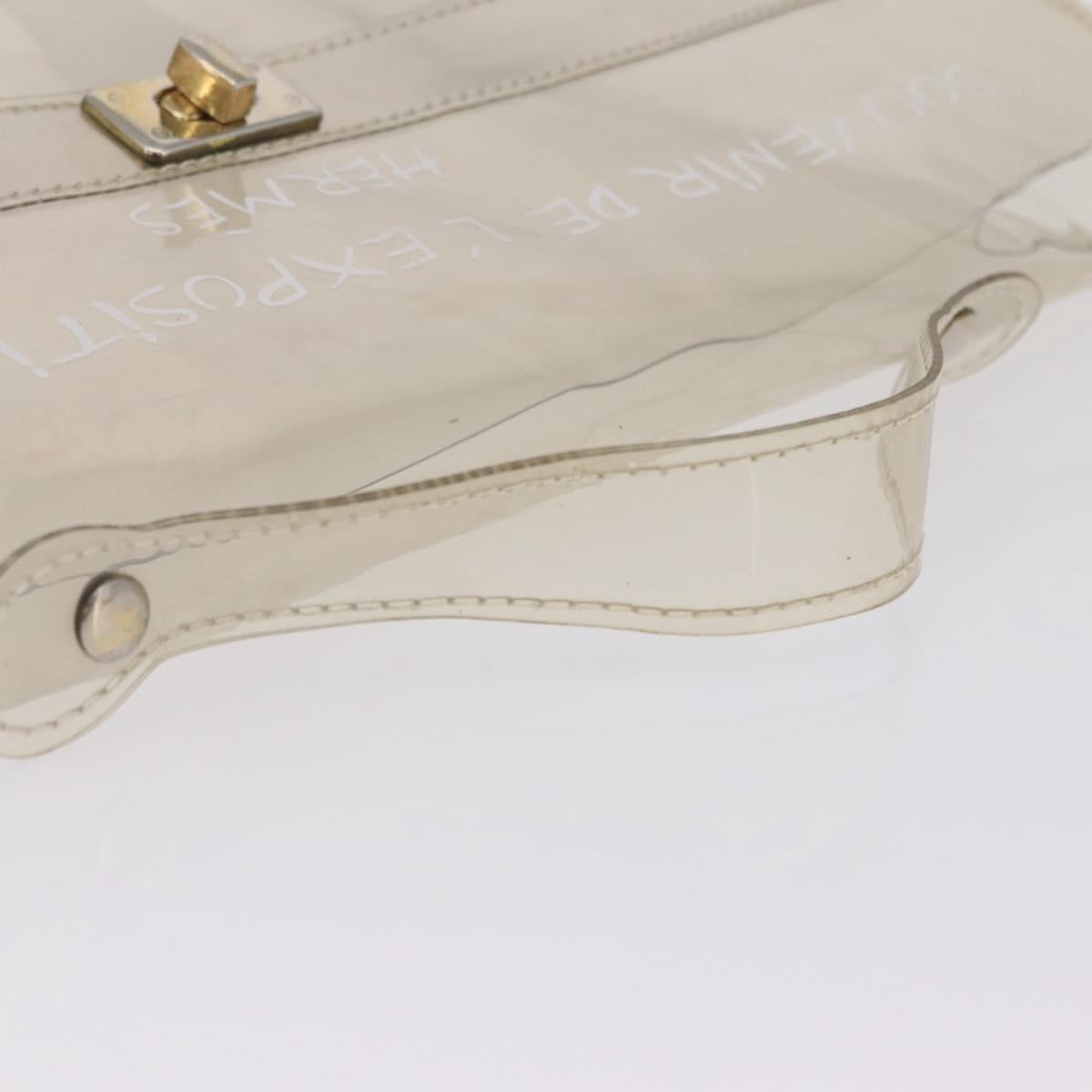 HERMES Vinyl Kelly Hand Bag Clear Gold Tone Auth bs37899