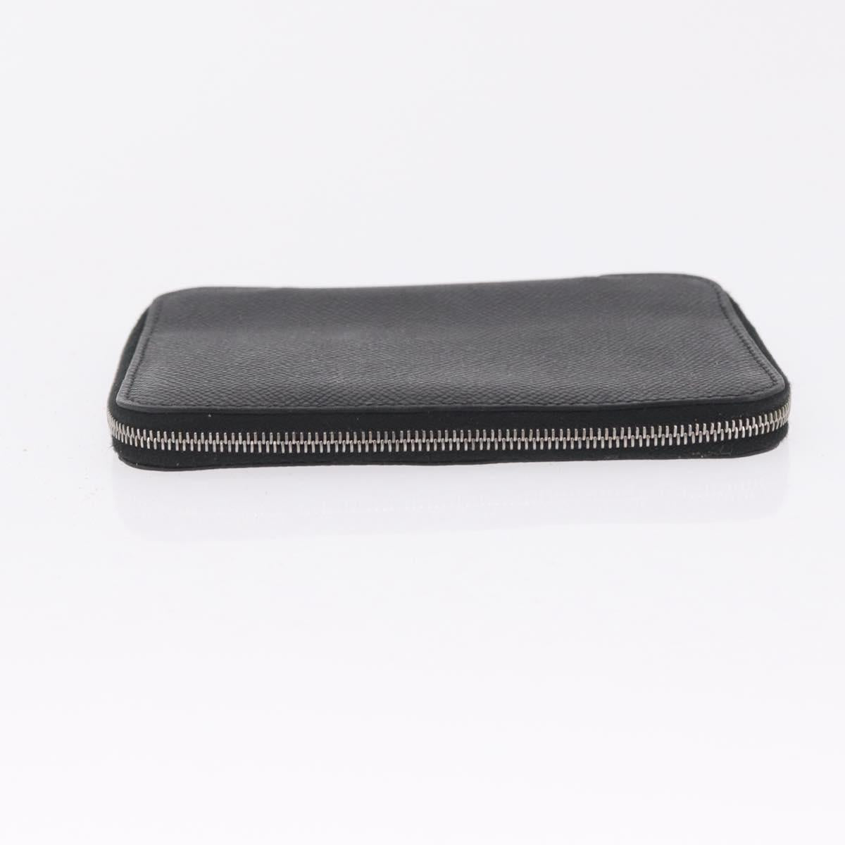 HERMES Coin Purse Wallet Canvas 3 Set Black Orange Auth bs37906