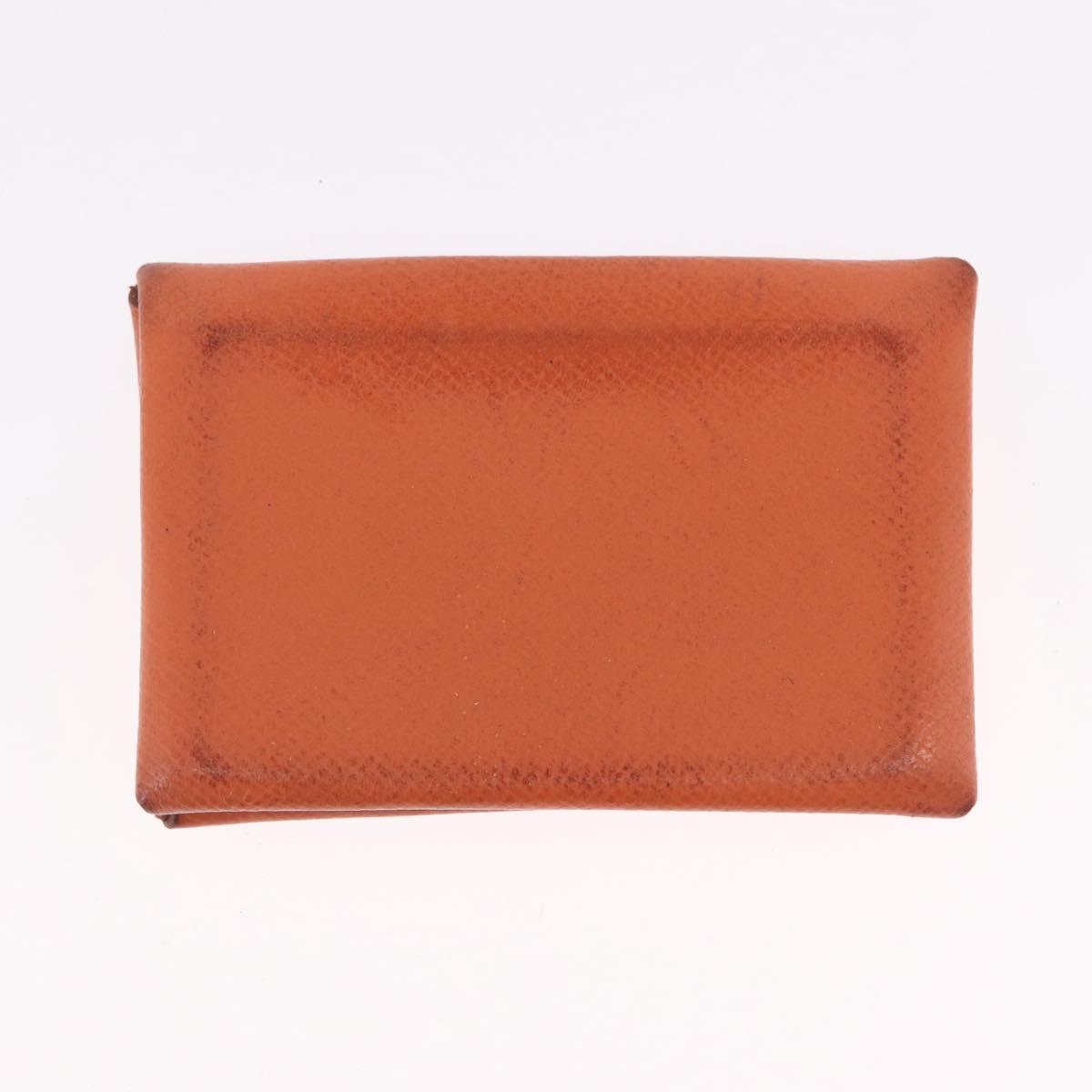HERMES Coin Purse Wallet Canvas 3 Set Black Orange Auth bs37906