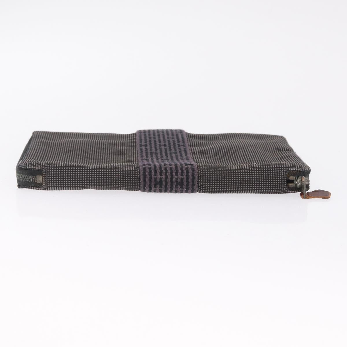 HERMES Coin Purse Wallet Canvas 3 Set Black Orange Auth bs37906