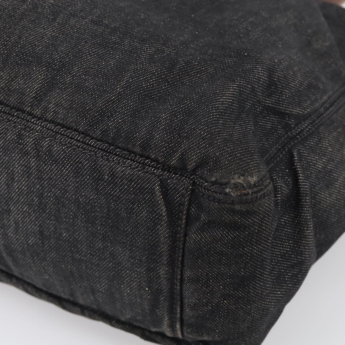 CHANEL Tote Bag Denim Black Brown CC Auth bs37908