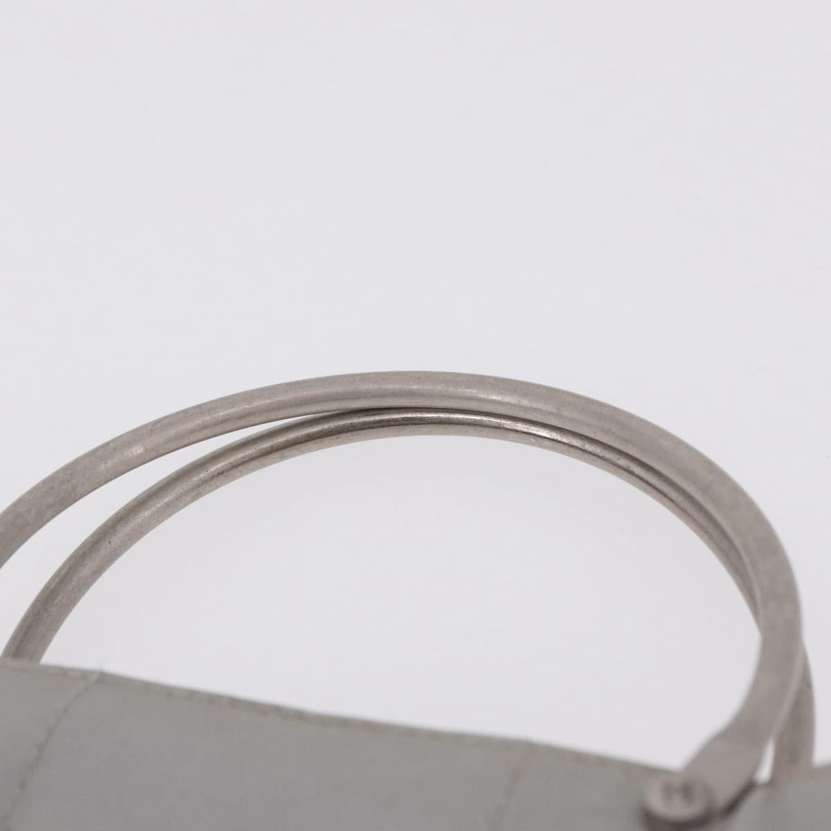 CHANEL Choco Bar Hand Bag Nylon Gray Silver CC Auth bs37919