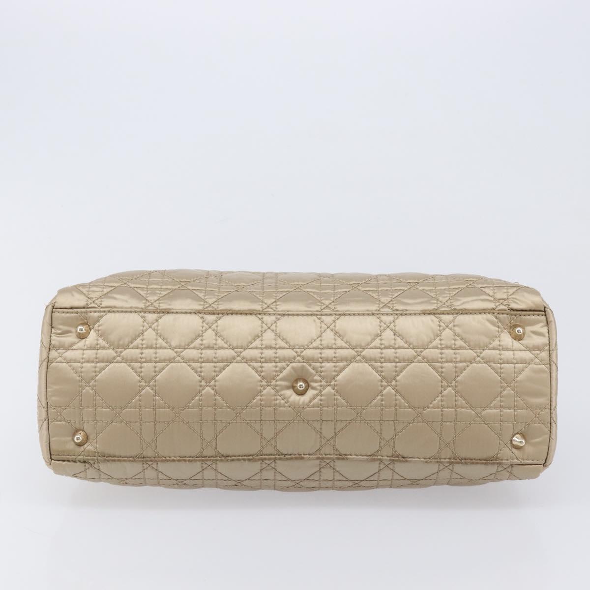 Christian Dior Lady Dior Canage Hand Bag Nylon Beige Gold Auth bs37921A