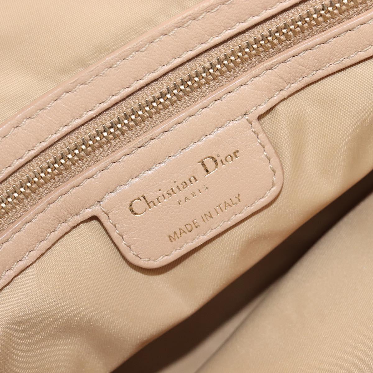 Christian Dior Lady Dior Canage Hand Bag Nylon Beige Gold Auth bs37921A