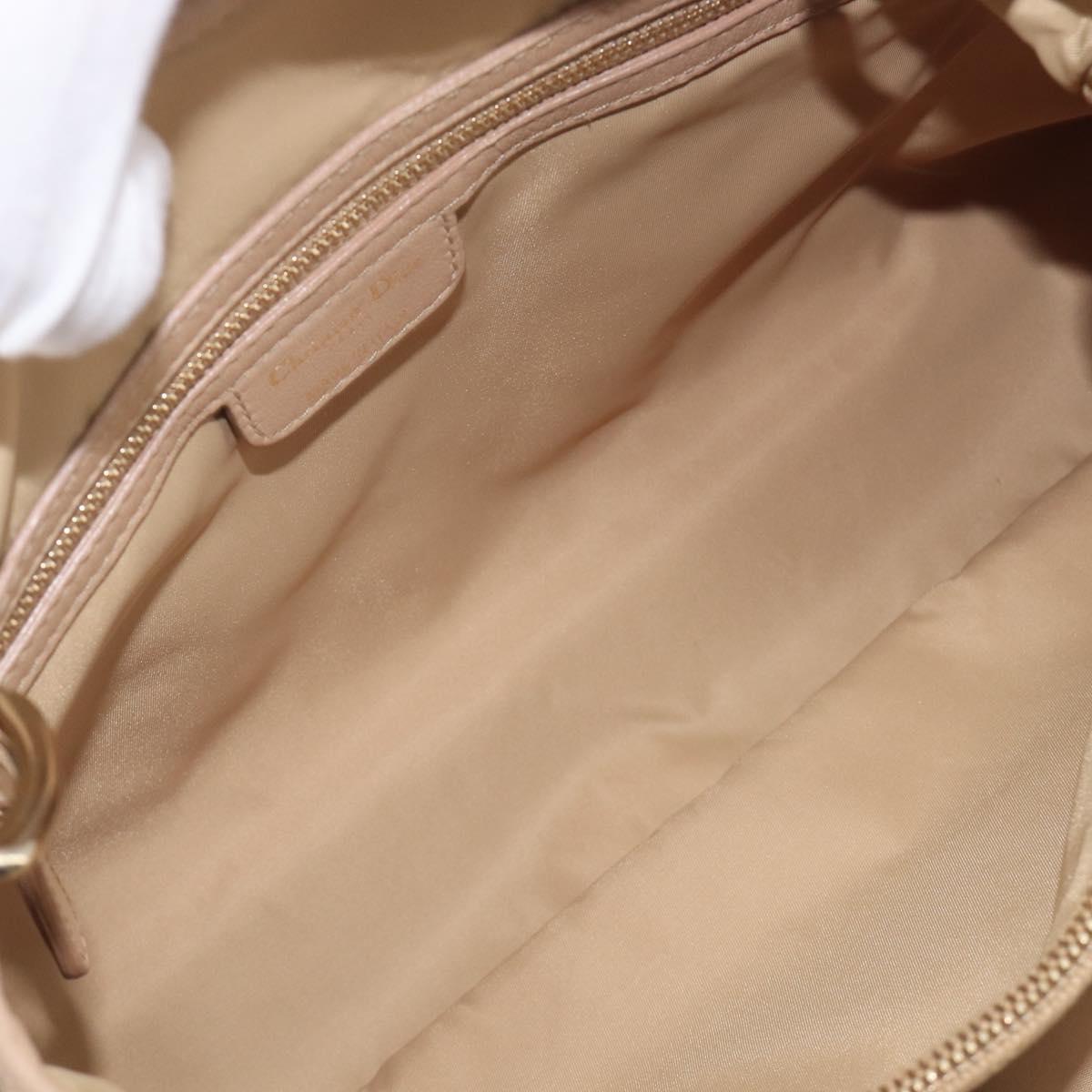 Christian Dior Lady Dior Canage Hand Bag Nylon Beige Gold Auth bs37921A
