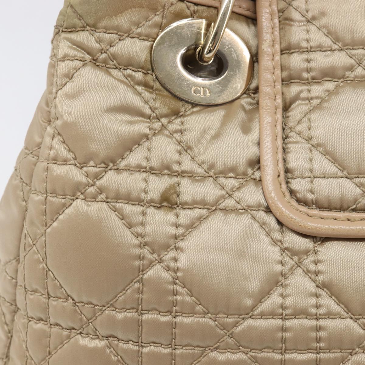 Christian Dior Lady Dior Canage Hand Bag Nylon Beige Gold Auth bs37921A