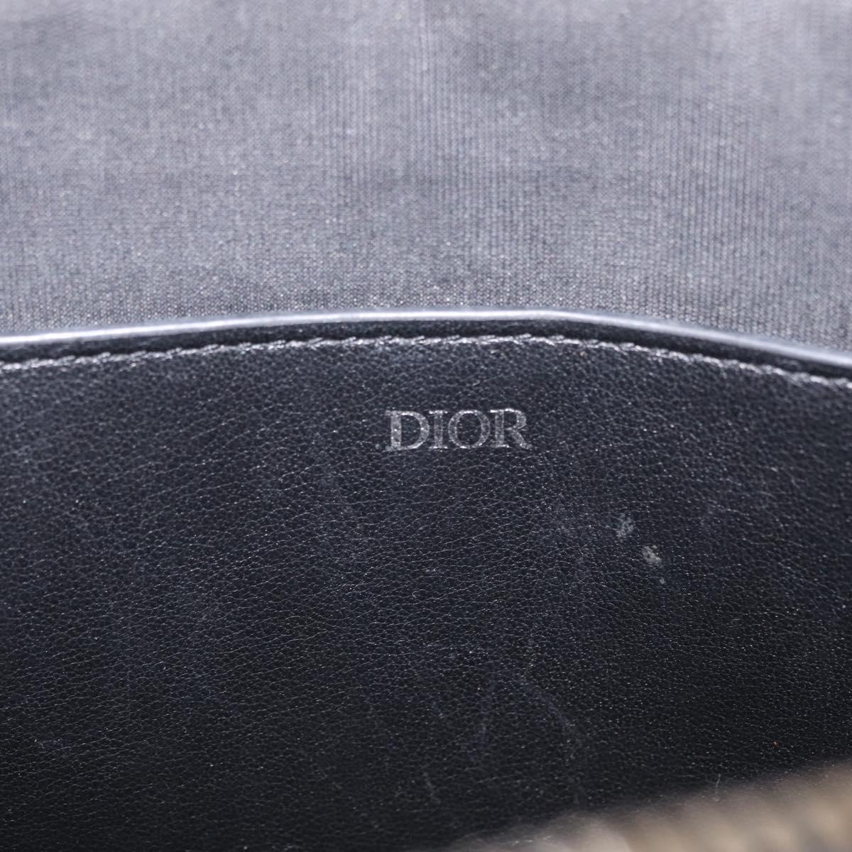 Christian Dior Oblique Clutch Bag Canvas Navy Silver Auth bs37922