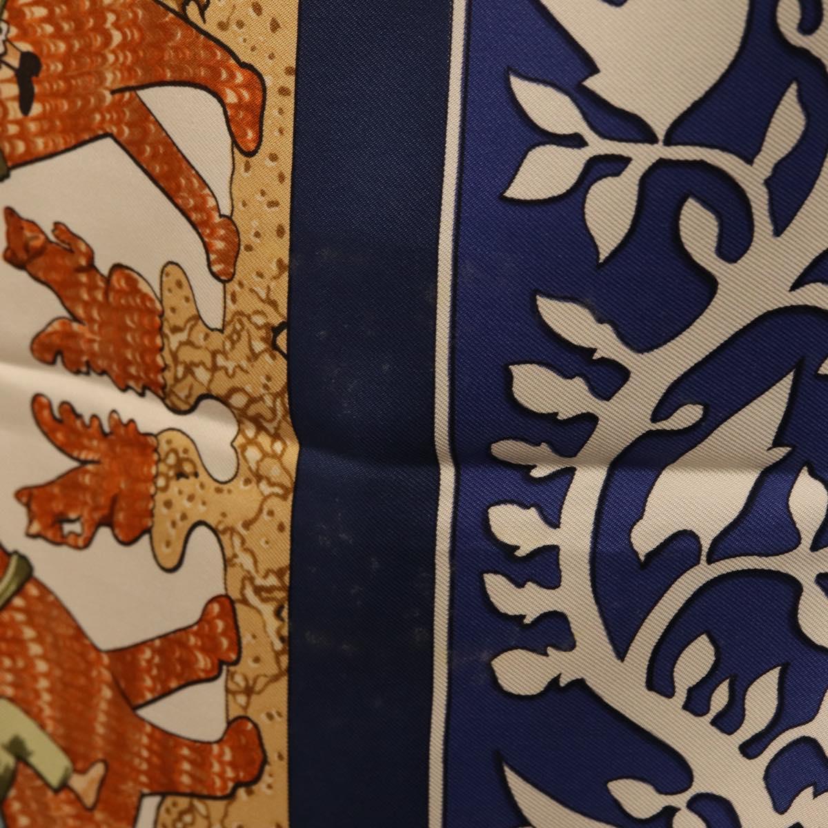 HERMES Carre 90 Scarf ""EARLY AMERICA"" Silk Blue Auth bs37948