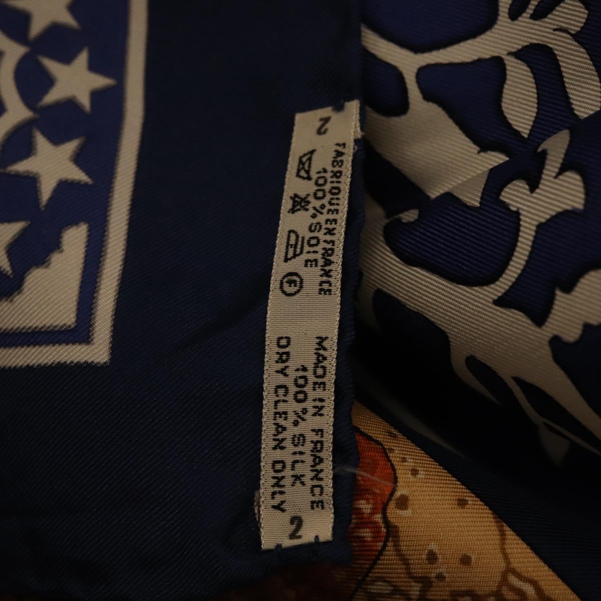 HERMES Carre 90 Scarf ""EARLY AMERICA"" Silk Blue Auth bs37948