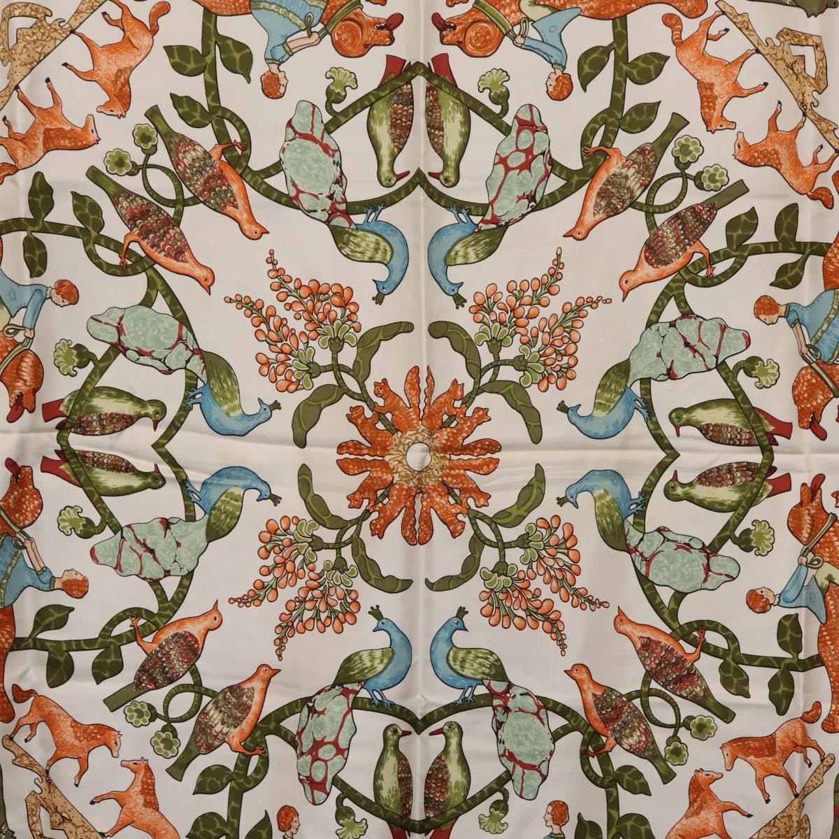 HERMES Carre 90 Scarf ""EARLY AMERICA"" Silk Blue Auth bs37948