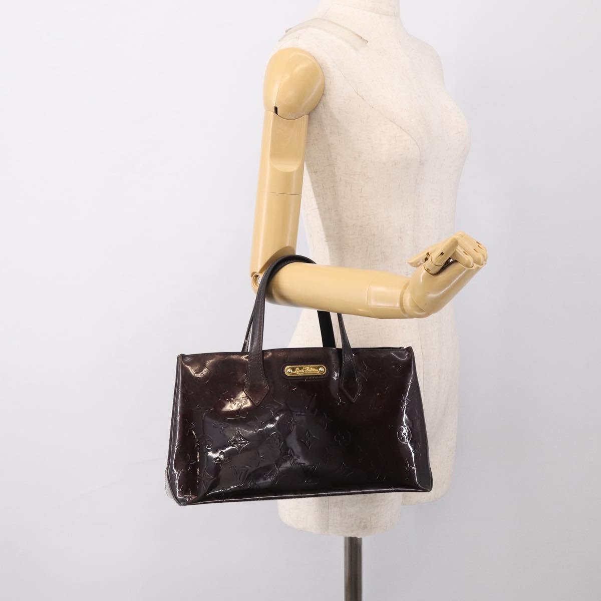 LOUIS VUITTON Monogram Vernis Wilshire PM Hand Bag Amarante M93641 Auth bs37956