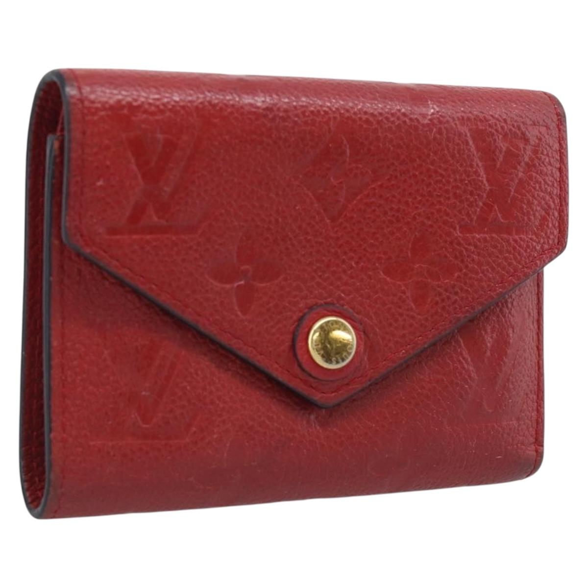 LOUIS VUITTON Monogram Empreinte Portefeuille Victorine Red M62554 Auth bs37958