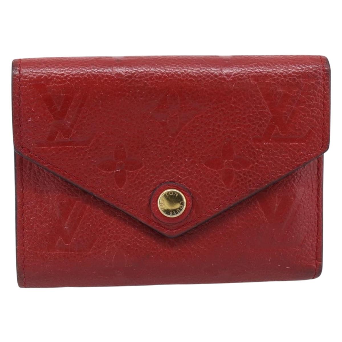 LOUIS VUITTON Monogram Empreinte Portefeuille Victorine Red M62554 Auth bs37958