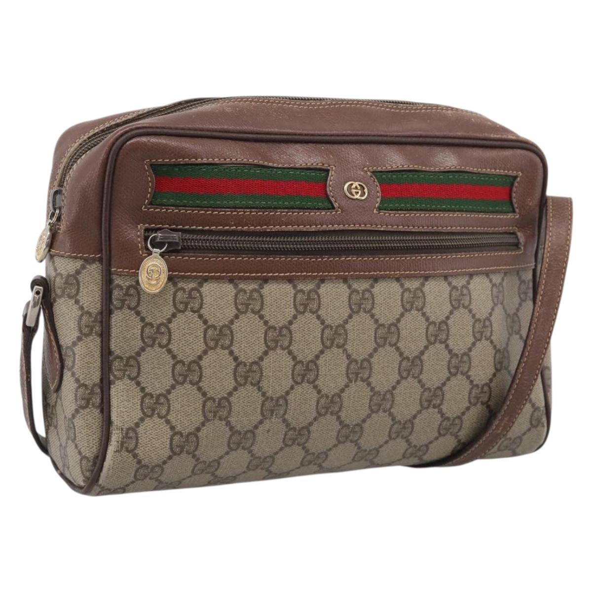 GUCCI GG Supreme Web Sherry Line Shoulder Bag PVC 001 113 6472 Auth bs37964