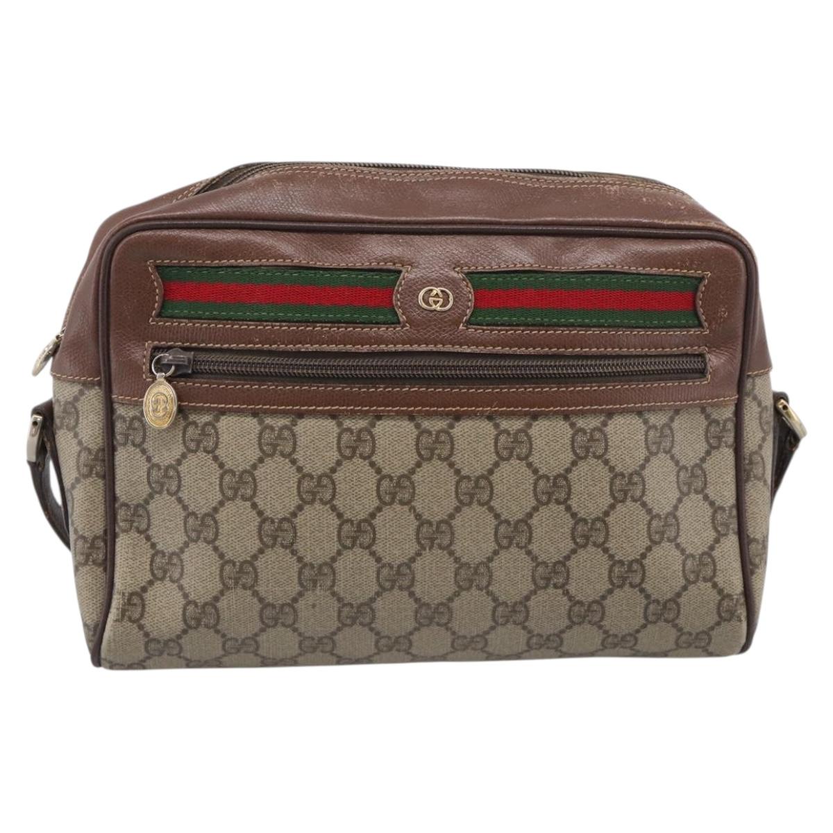 GUCCI GG Supreme Web Sherry Line Shoulder Bag PVC 001 113 6472 Auth bs37964