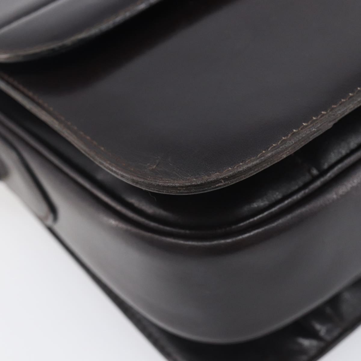 CELINE Shoulder Bag Leather Black Gold Tone Auth bs37968