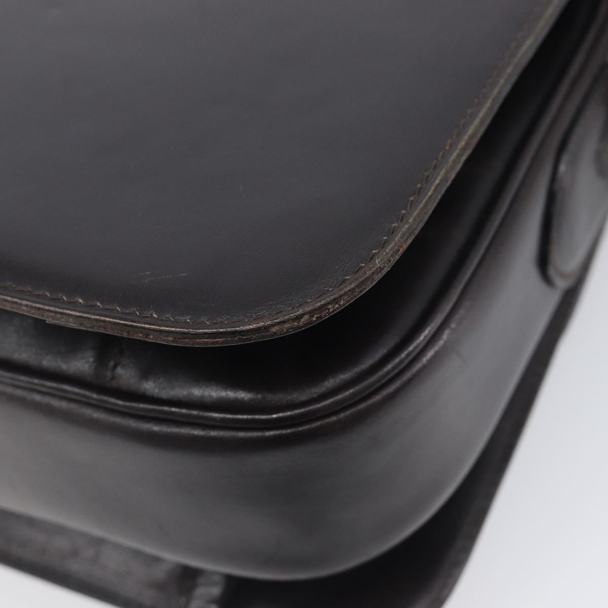 CELINE Shoulder Bag Leather Black Gold Tone Auth bs37968