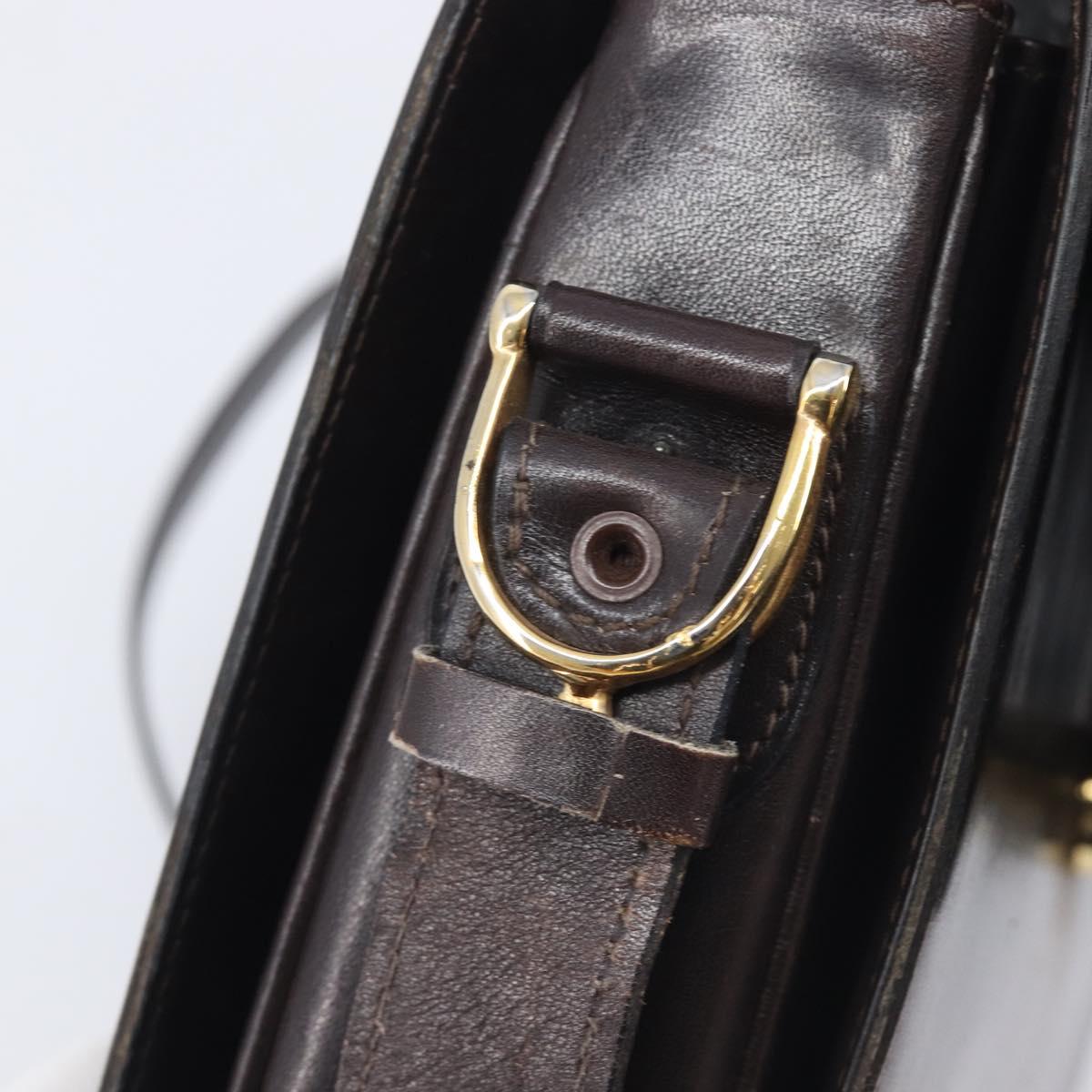 CELINE Shoulder Bag Leather Black Gold Tone Auth bs37968