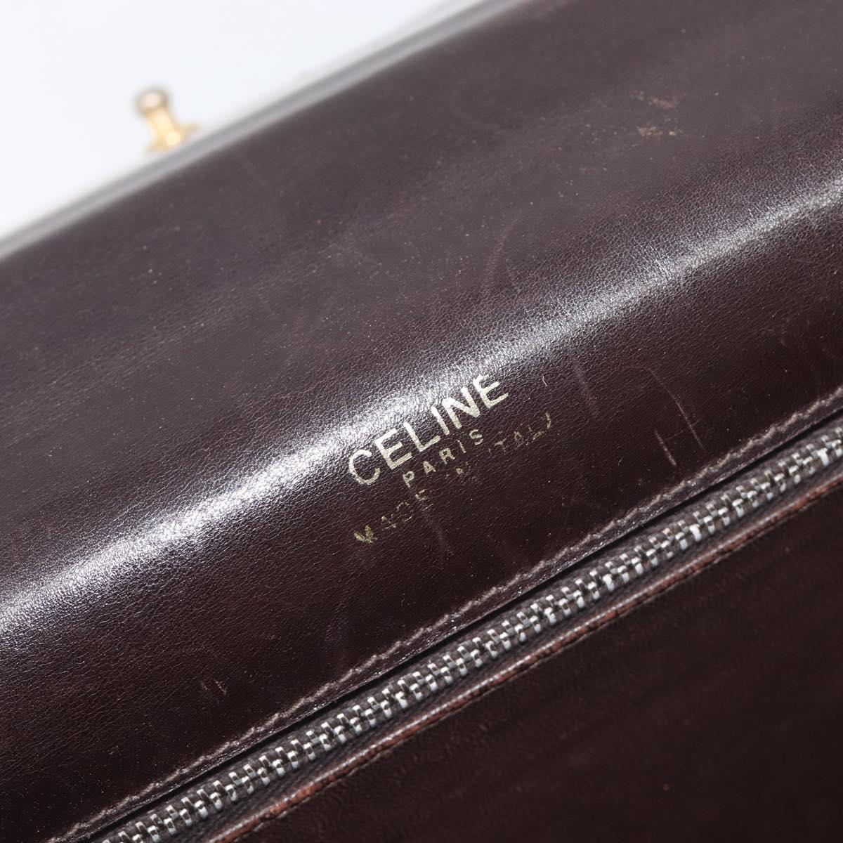 CELINE Shoulder Bag Leather Black Gold Tone Auth bs37968