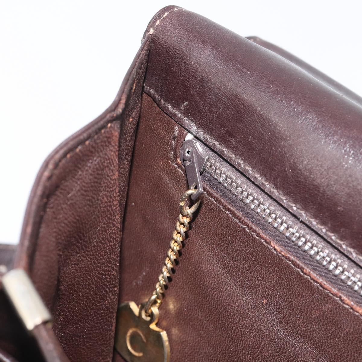 CELINE Shoulder Bag Leather Black Gold Tone Auth bs37968