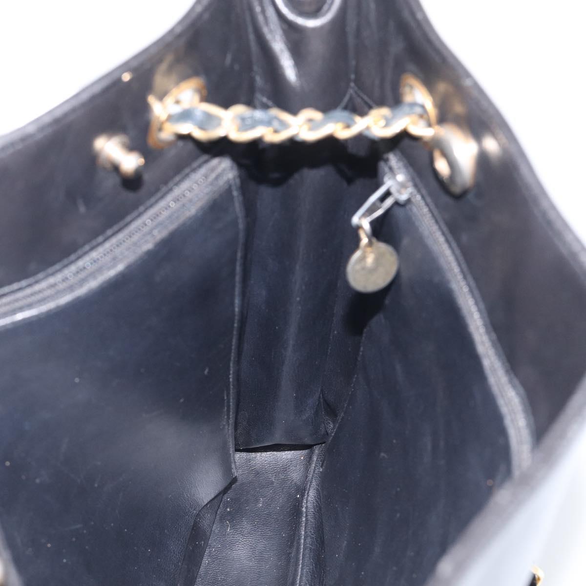 CHANEL Matelasse Chain Shoulder Bag Lamb Skin Black Gold Tone CC Auth bs37970