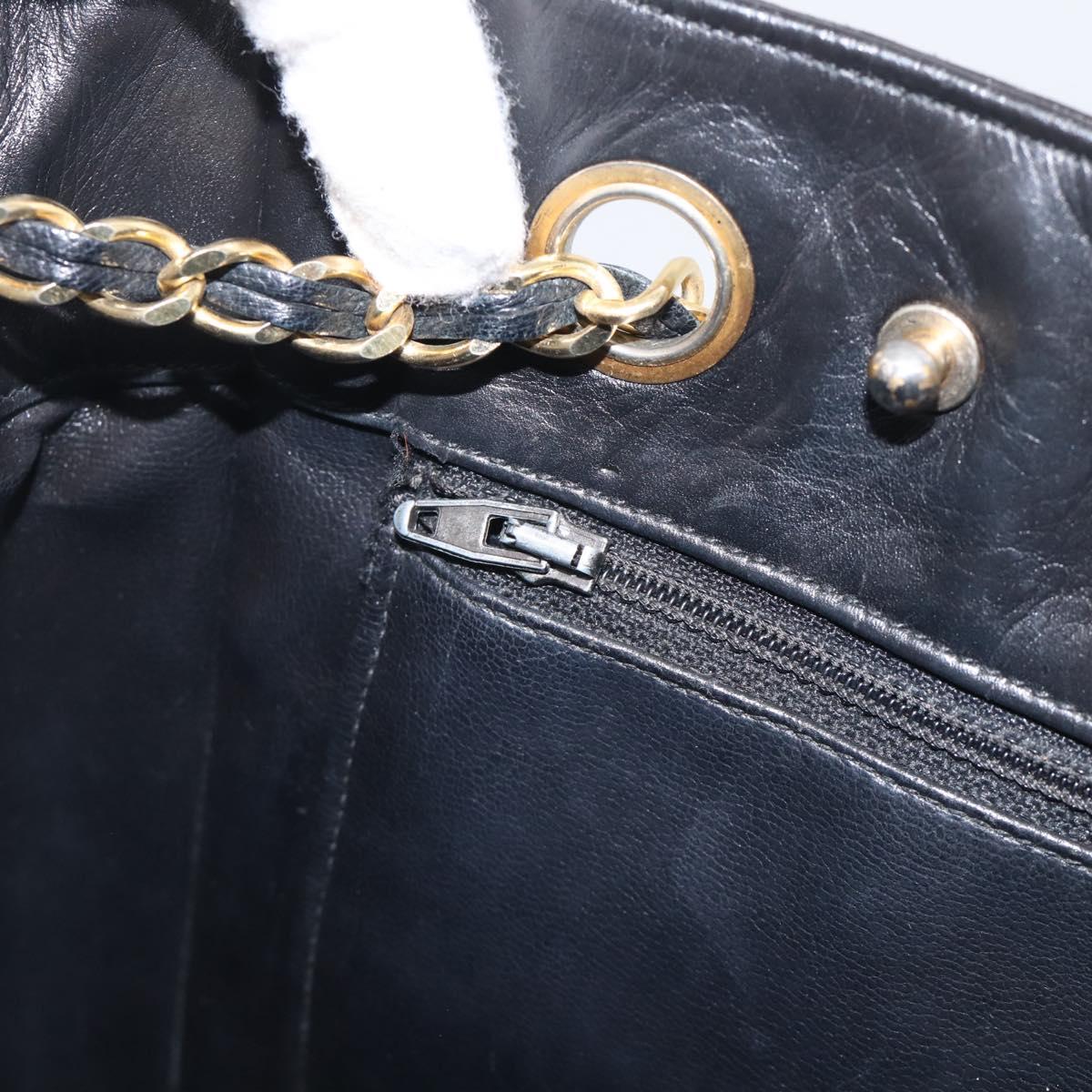 CHANEL Matelasse Chain Shoulder Bag Lamb Skin Black Gold Tone CC Auth bs37970