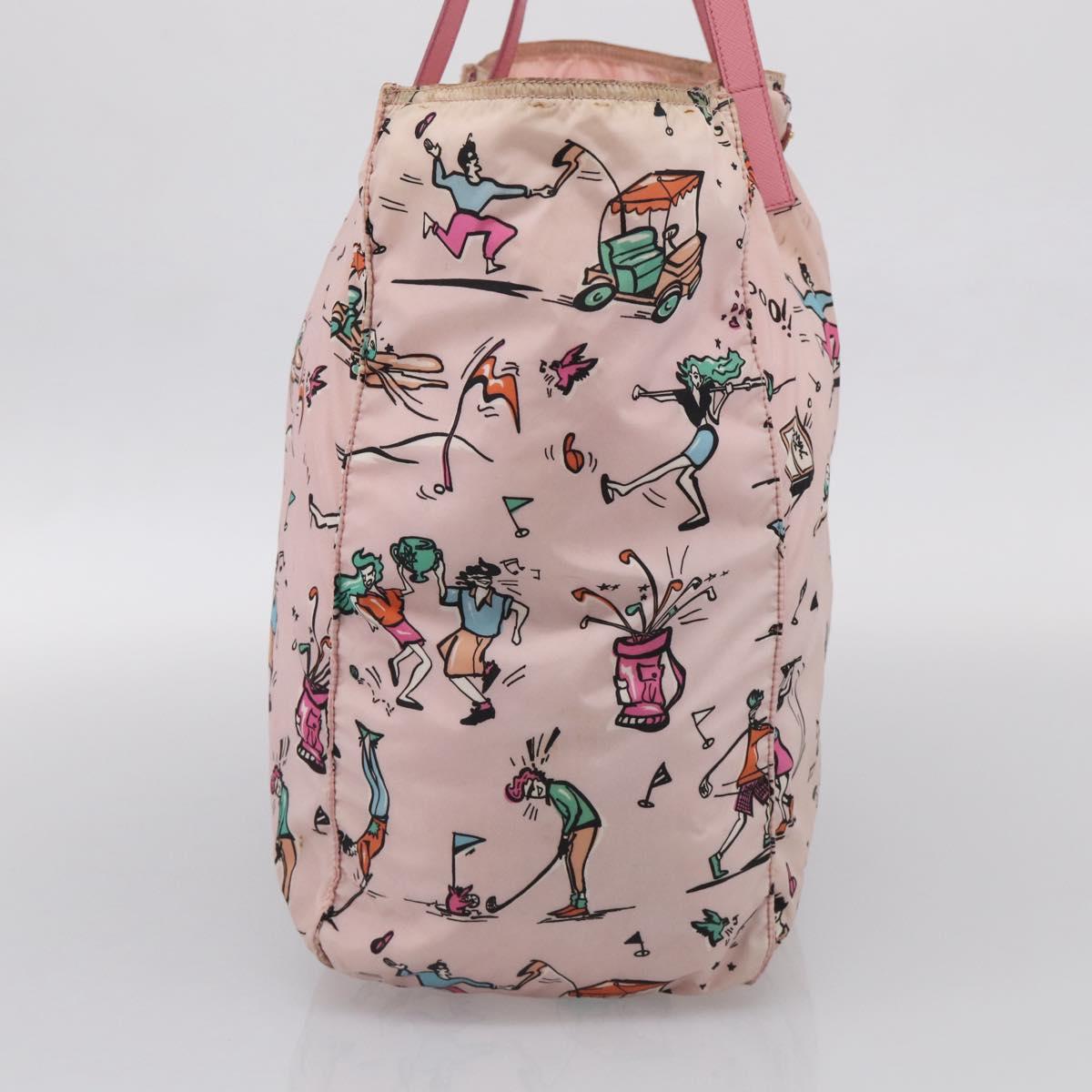 PRADA Tote Bag Nylon Hawaii Limited Pink Gold Tone Auth bs37983