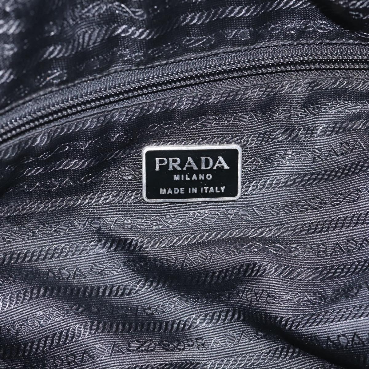 PRADA Tote Bag Nylon Black Silver Auth bs37984