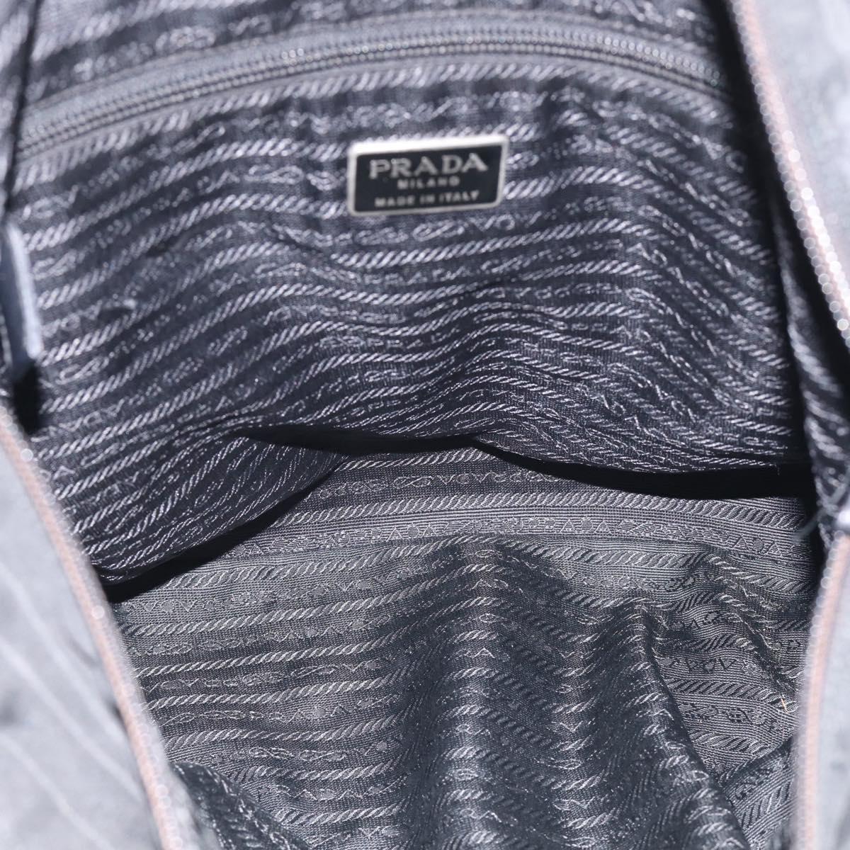 PRADA Tote Bag Nylon Black Silver Auth bs37984