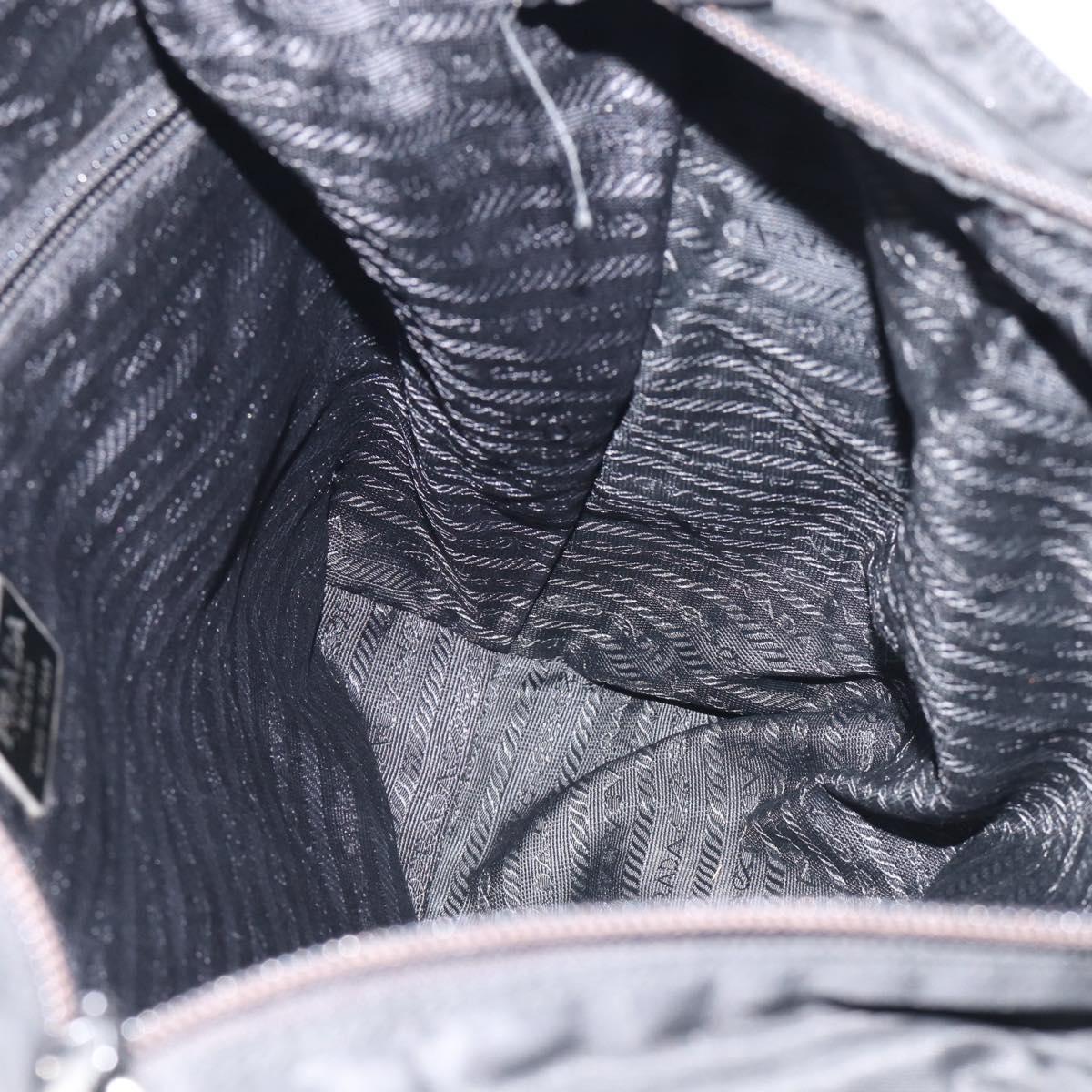 PRADA Tote Bag Nylon Black Silver Auth bs37984