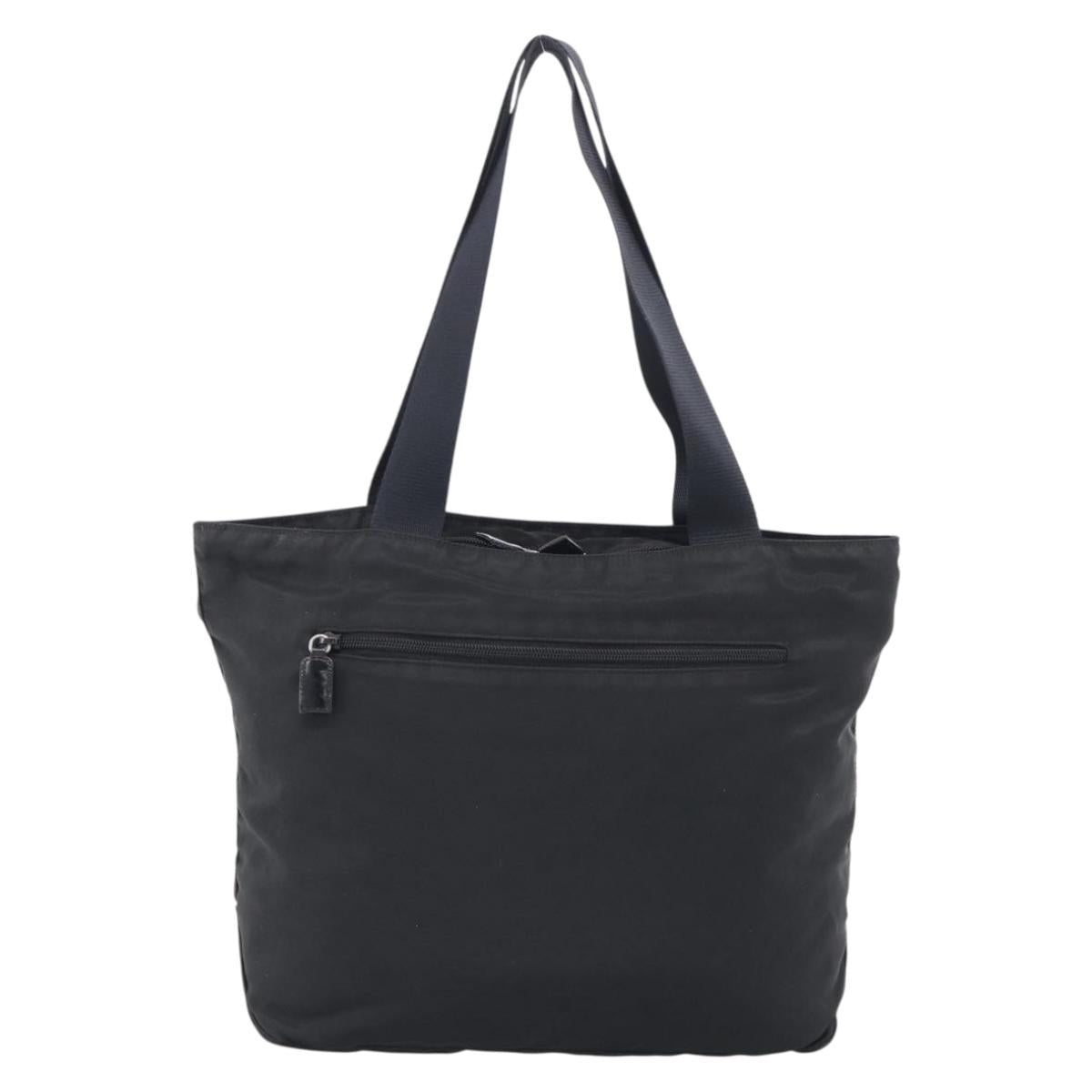 PRADA Tote Bag Nylon Black Silver Auth bs37984