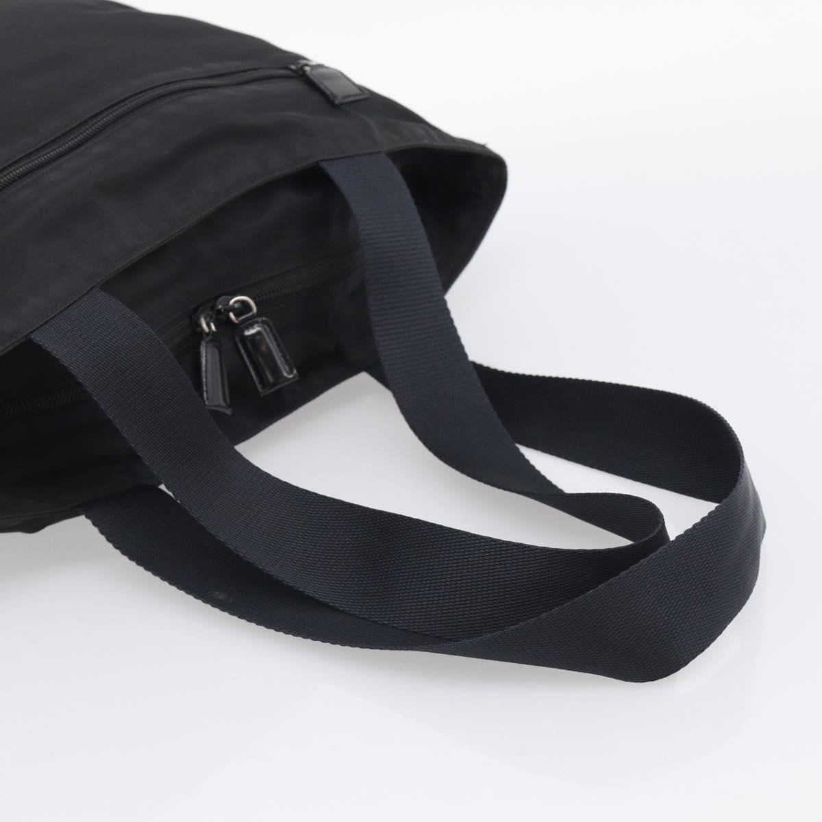 PRADA Tote Bag Nylon Black Silver Auth bs37984