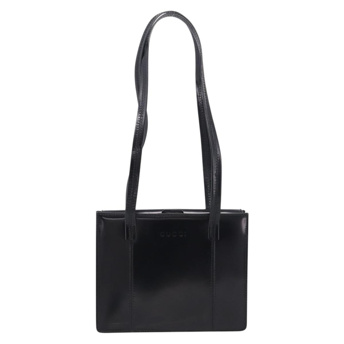 GUCCI Shoulder Bag Patent Black 000 2853 0311 0 Auth bs37986