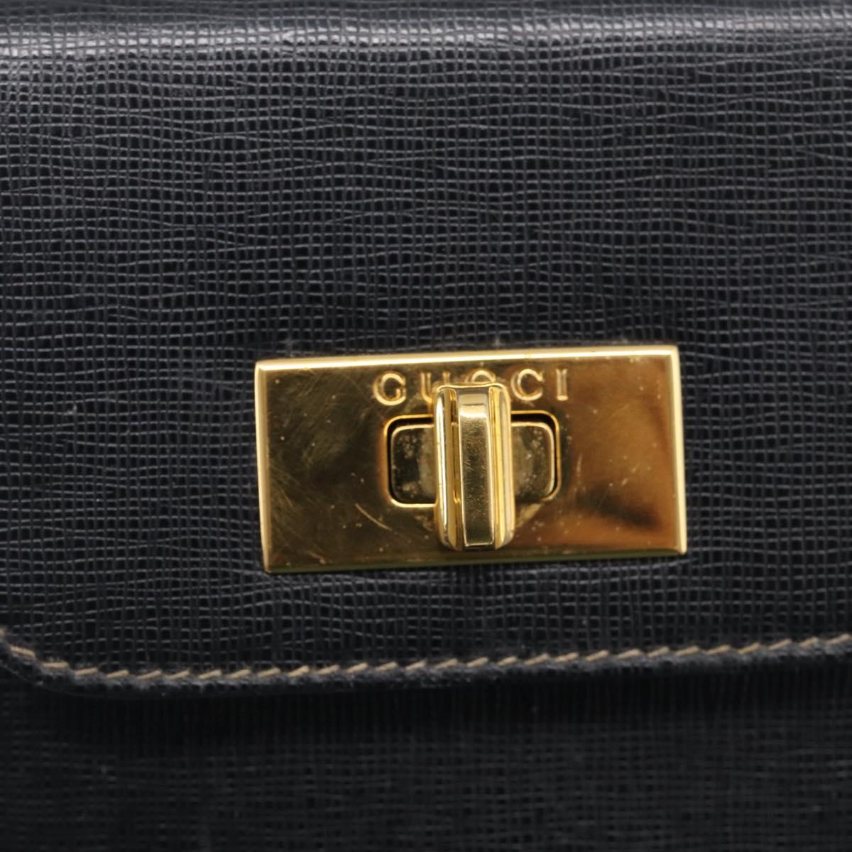 GUCCI Mini Shoulder Bag Leather Black Gold Tone 007 1742 0237 Auth bs37987