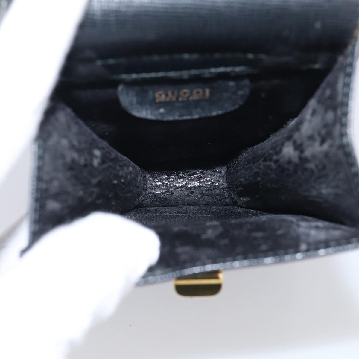 GUCCI Mini Shoulder Bag Leather Black Gold Tone 007 1742 0237 Auth bs37987