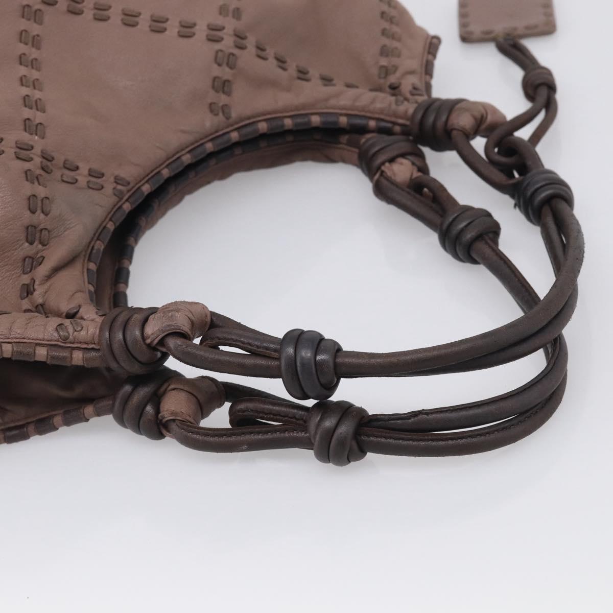 LOEWE Shoulder Bag Leather Brown Silver Auth bs37991