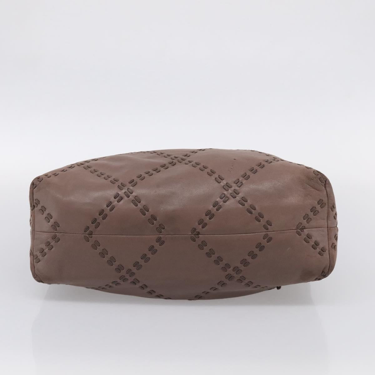 LOEWE Shoulder Bag Leather Brown Silver Auth bs37991
