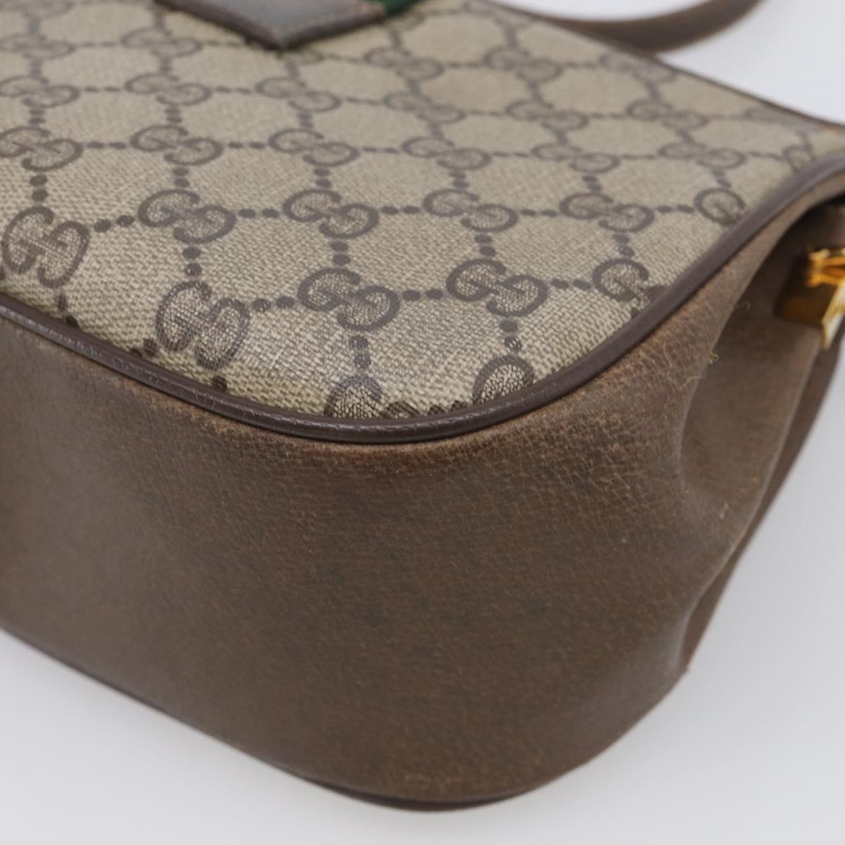 GUCCI GG Supreme Web Sherry Line Shoulder Bag PVC Beige 10 02 024 Auth bs37993