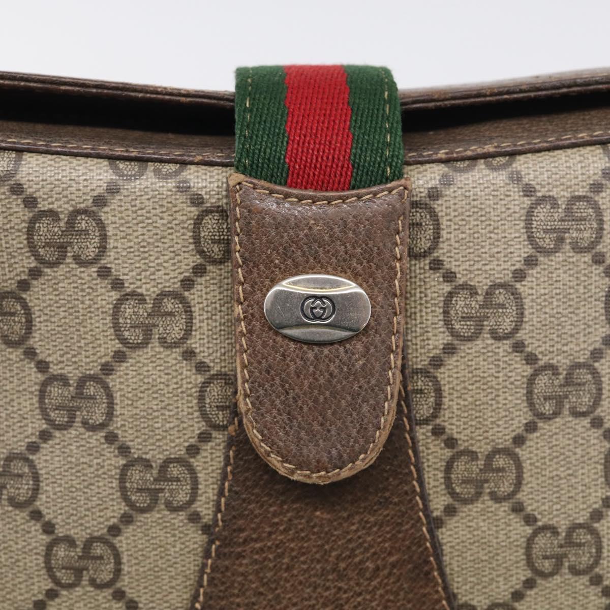 GUCCI GG Supreme Web Sherry Line Shoulder Bag PVC Beige 10 02 024 Auth bs37993
